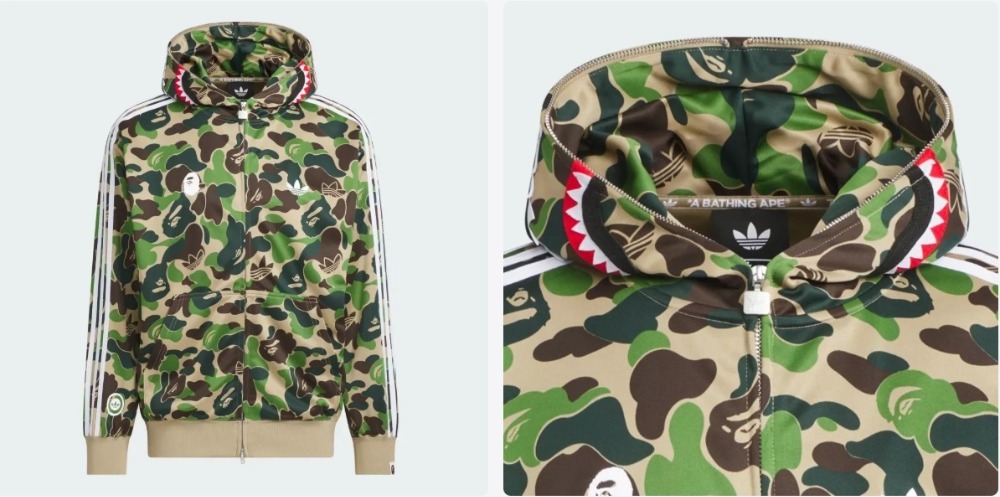 BAPE x adidas Jaqueta Shark Track Hoodie Crew Green — M, Novo