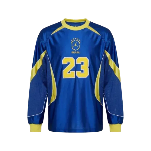 Camiseta Air Jordan Manga Longa Brasil Goleiro Blue