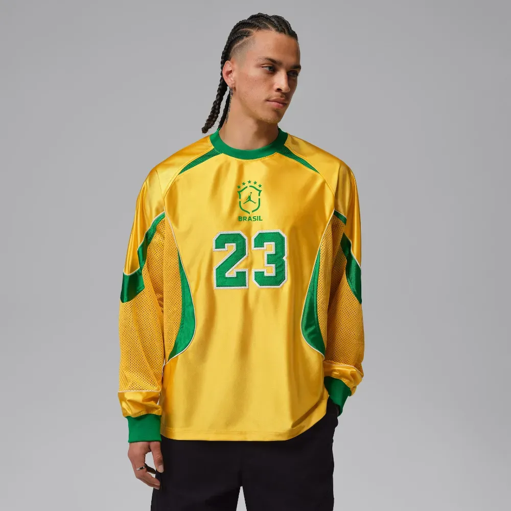Camiseta Air Jordan Brasil Long Sleeve Goalie Yellow - Droper
