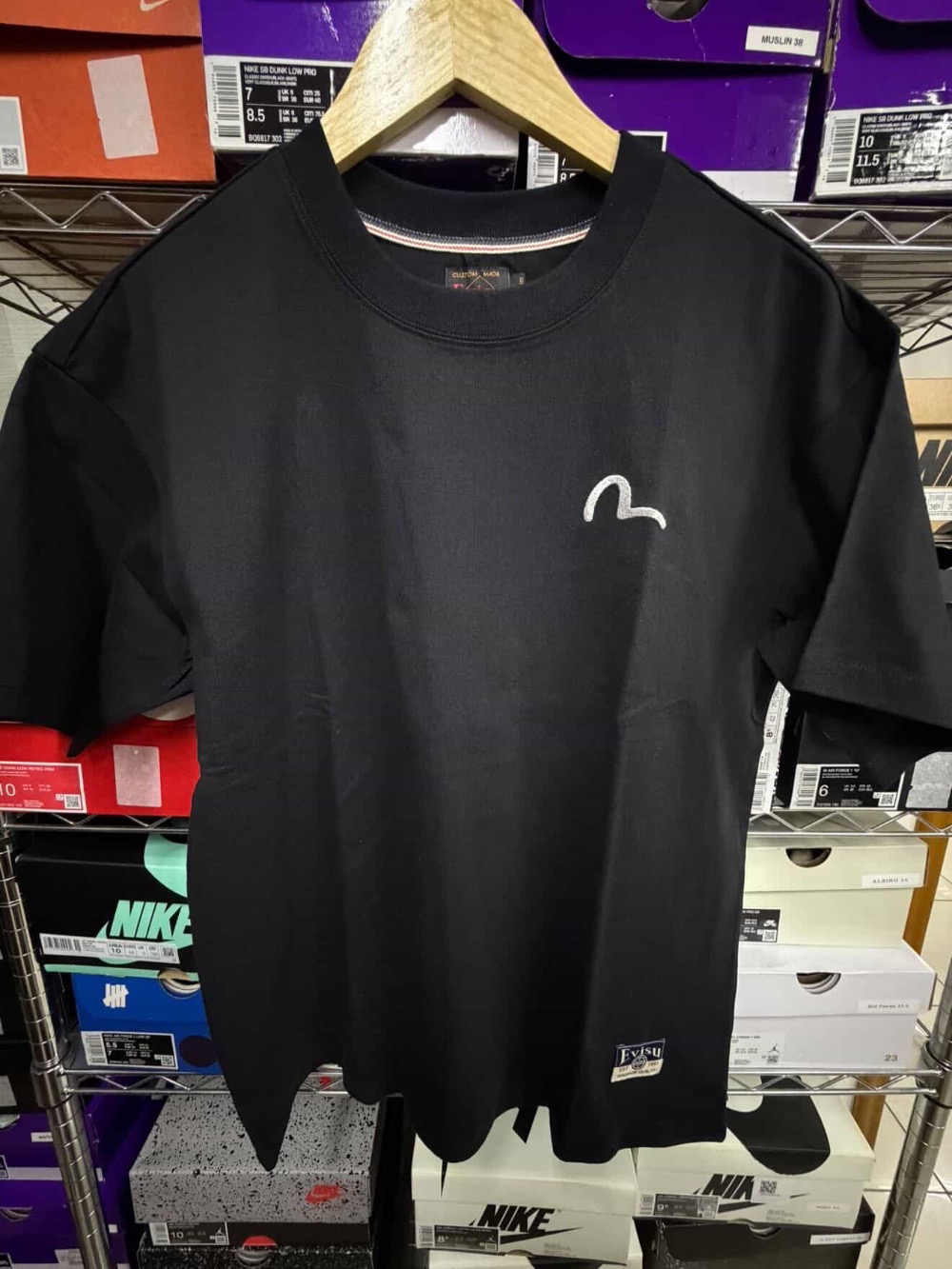 Camiseta Evisu Embroidery Seagull Relax Fit Black — G, Novo