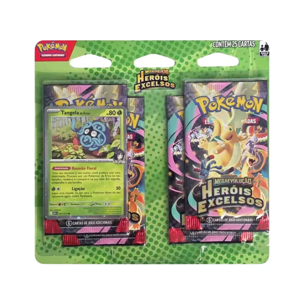 Blister Pokémon TCG Quadruplo Megaevolução 2.5 Heróis Excelsos