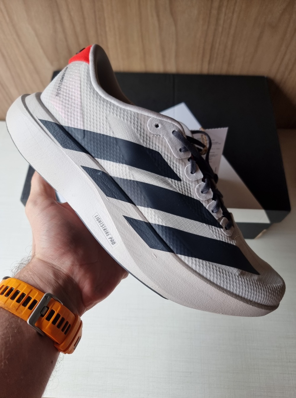 Audi x adidas Adizero Evo SL Chalk Pearl Utility Black — 45, Novo