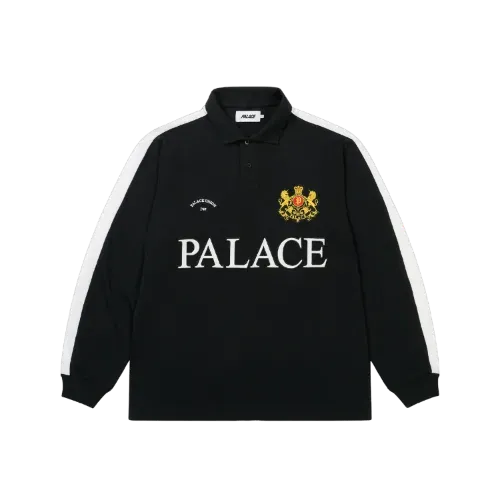 Camiseta Palace Polo Manga Longa Established Black White - Droper