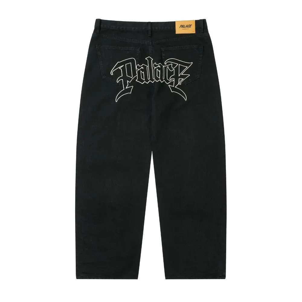 Calça Palace Baggy Jean Le Script P90 Black - Droper