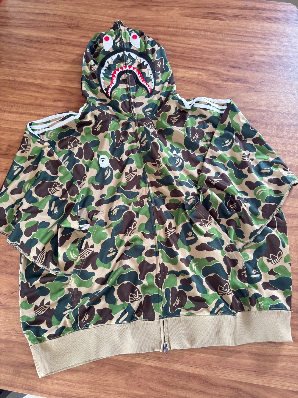 BAPE x adidas Jaqueta Shark Track Hoodie Crew Green — 2XG, Novo