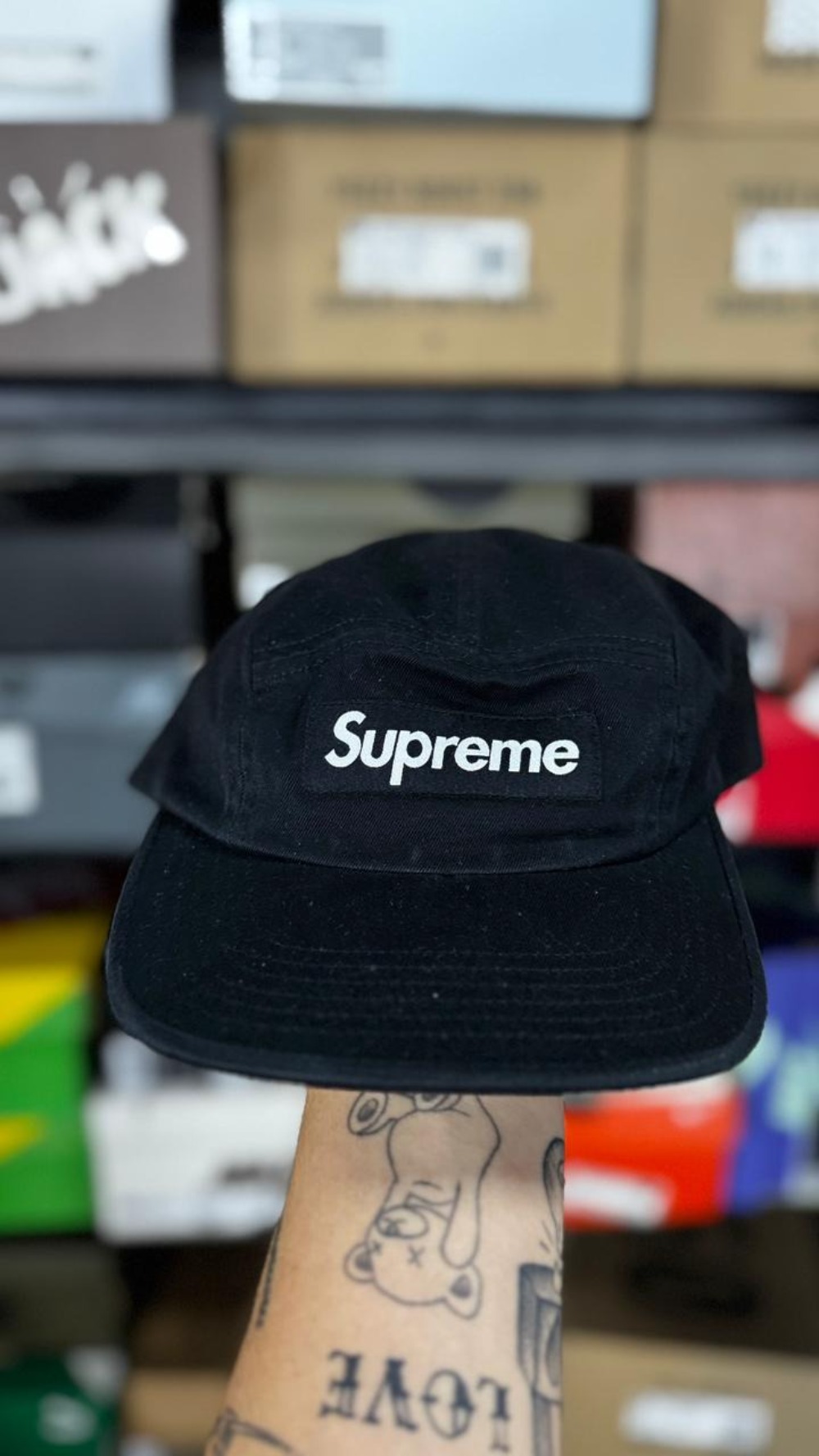 Boné Supreme Washed Chino Twill Camp Black SS26-W1 — Único, Novo