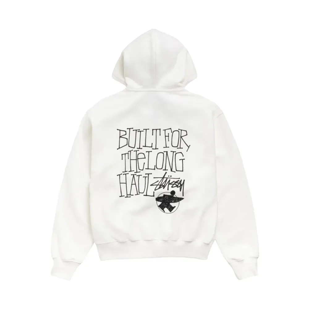 Moletom Stussy Long Haul Zip Off White - Droper