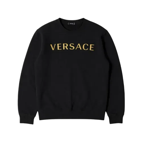 Moletom Versace Brushed Embroidery Logo Gold Black