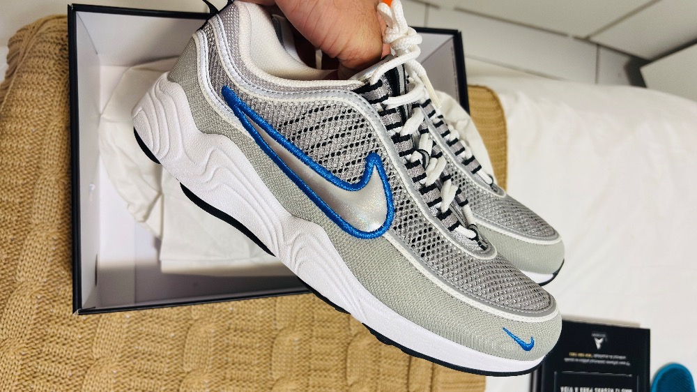 Nike Air Zoom Spiridon Metallic Silver Signal Blue