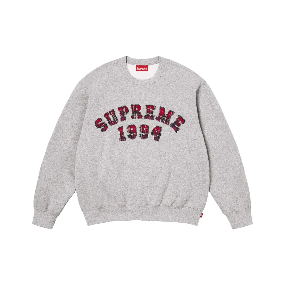 Moletom Supreme Plaid Arc Crewneck Heather Grey SS26-W5 - Droper