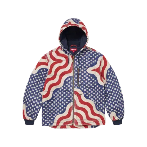 Jaqueta Supreme Flag Quilted Hooded Work Multicolor