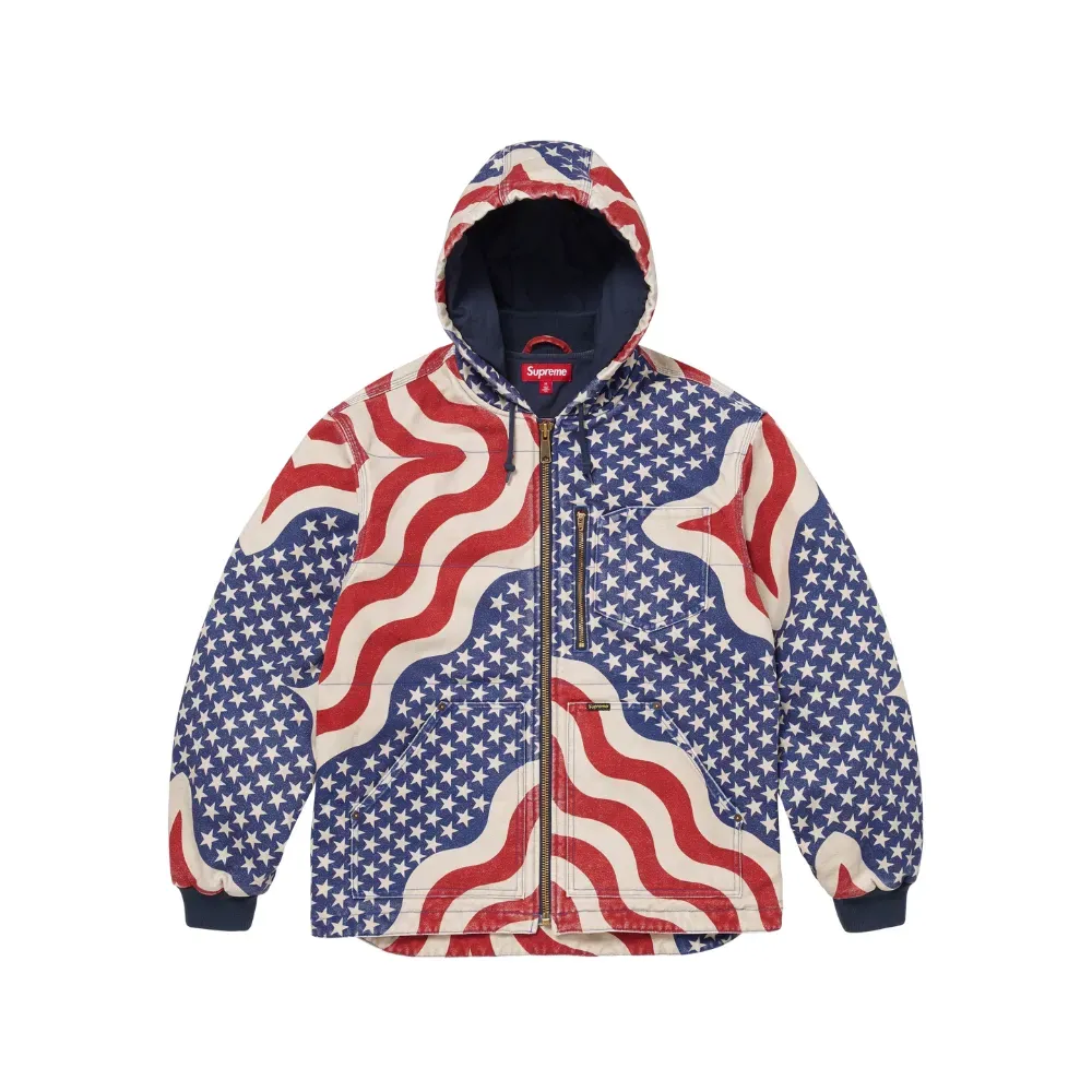 ジャケット・アウター Supreme Flag Quilted Hooded Work Jacket Jaqueta Supreme Flag Quilted Hooded Work Multicolor - Droper
