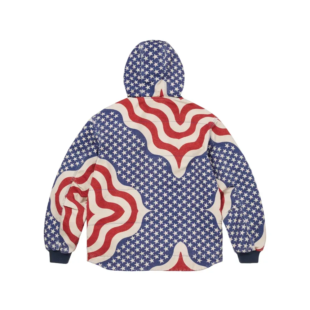 Jaqueta Supreme Flag Quilted Hooded Work Multicolor - Droper