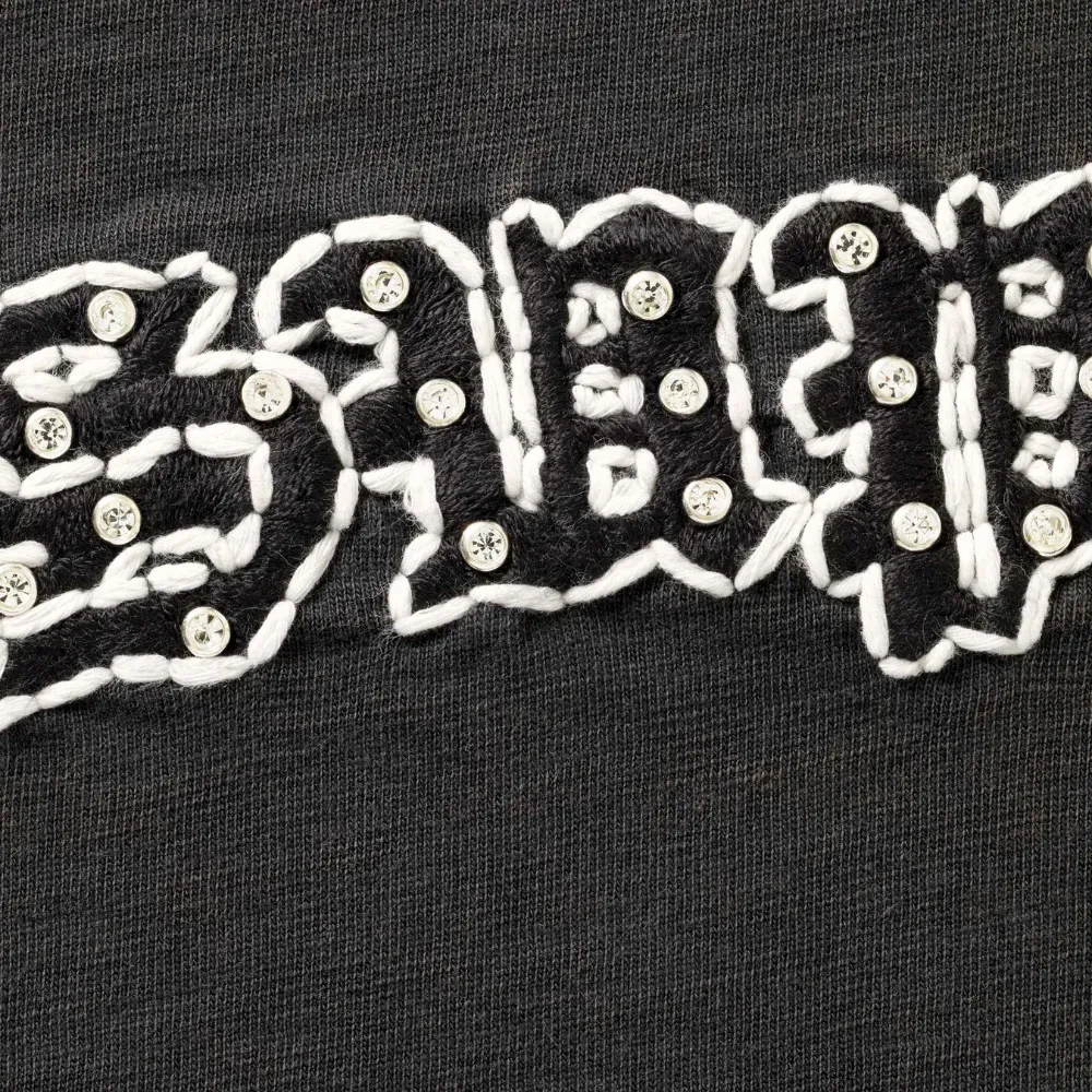 Camiseta Supreme Rhinestone Raglan S/S Black - Droper