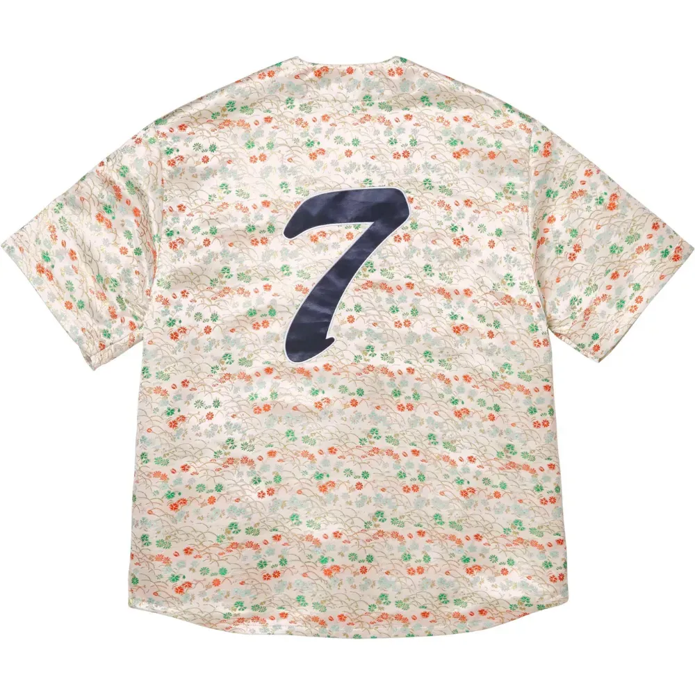 Camiseta Supreme Jersey Floral Jacquard Baseball White SS26-W5