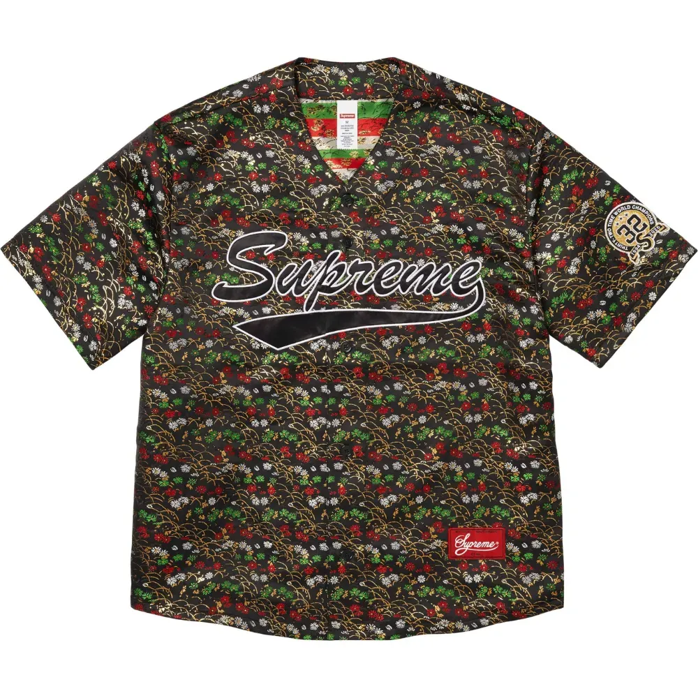 Camiseta Supreme Jersey Floral Jacquard Baseball Black SS26-W5