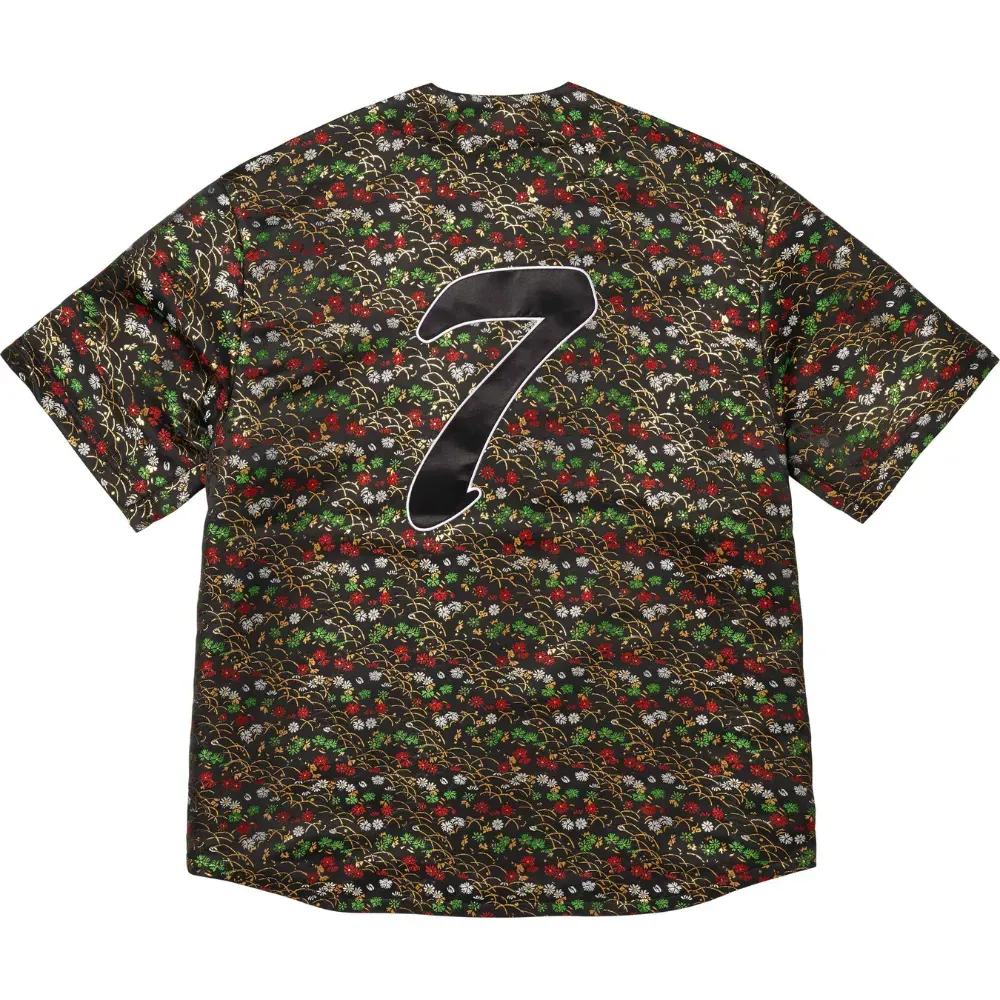 Camiseta Supreme Jersey Floral Jacquard Baseball Black SS26-W5