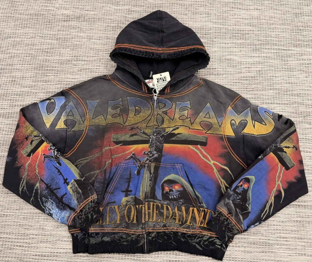 Moletom Vale Lives Forever Damned Big Zip Up Black — XG, Novo