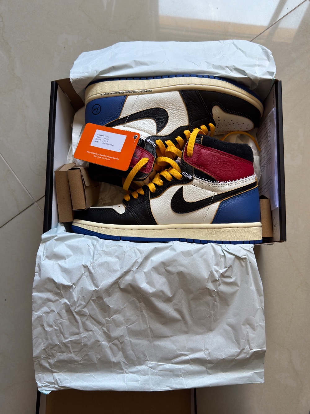 Union LA x Fragment x Air Jordan 1 Retro High OG SP Varsity Red Sport Royal — 38, Novo