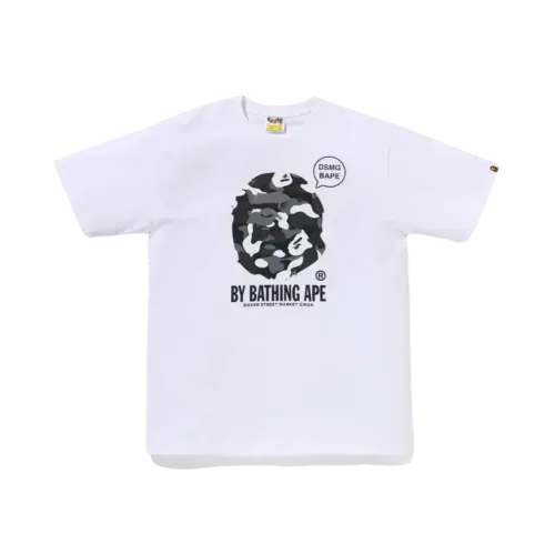 DSMG x Bape Camiseta A Bathing Ape Face Camo Grey White - Droper