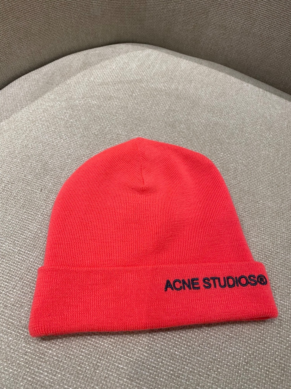 Acne Studios Touca Reversivel Logo Fluo Pink