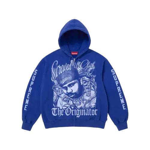 DJ Screw x Supreme Moletom Zip Up Hooded Royal Blue SS26-W6 - Droper