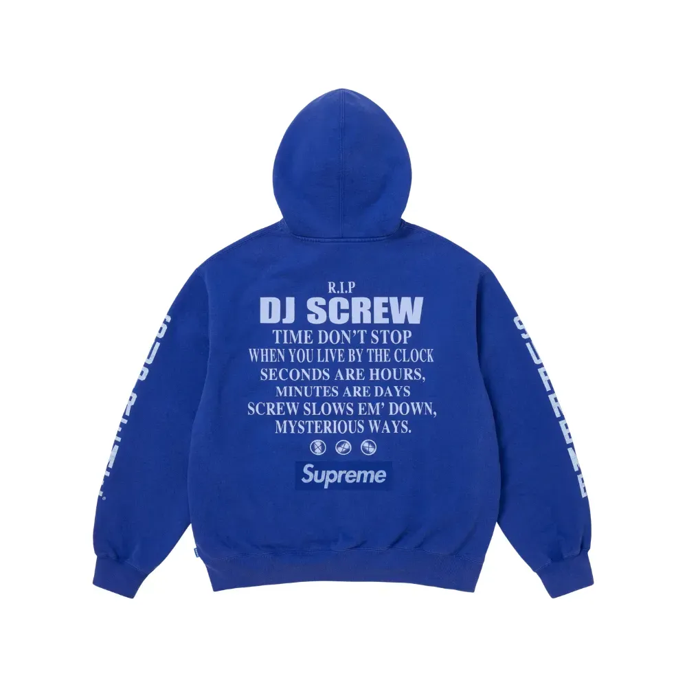 DJ Screw x Supreme Moletom Zip Up Hooded Royal Blue SS26-W6 - Droper