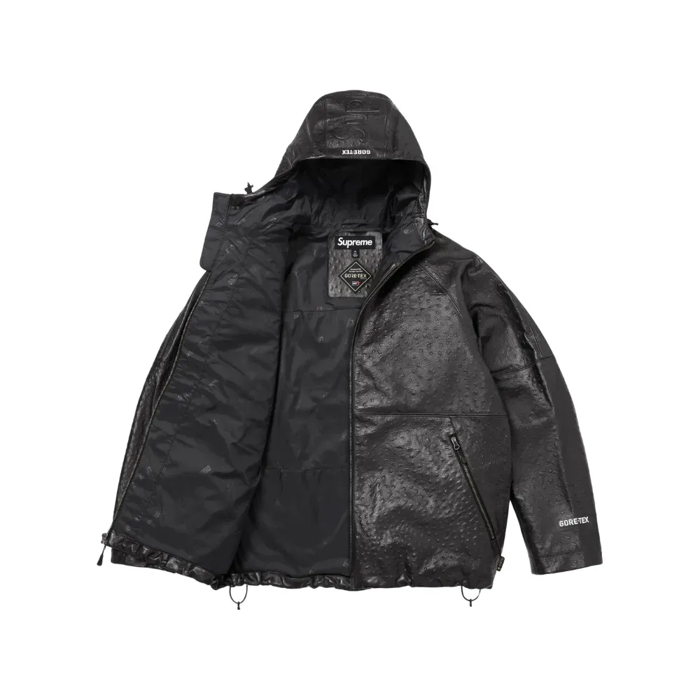 GORE-TEX x Supreme Jaqueta Ostrich Embosssed Leather Black SS26-W6