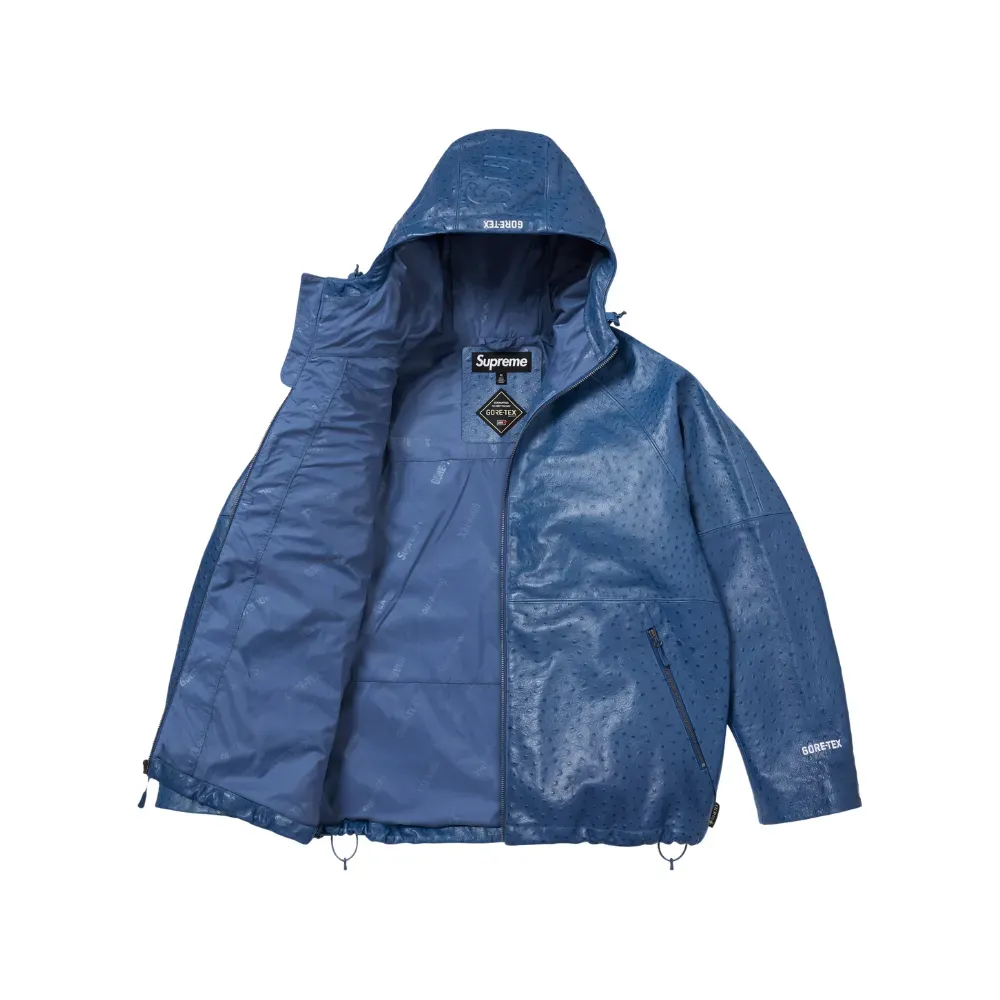 GORE-TEX x Supreme Jaqueta Ostrich Embosssed Leather Blue SS26-W6