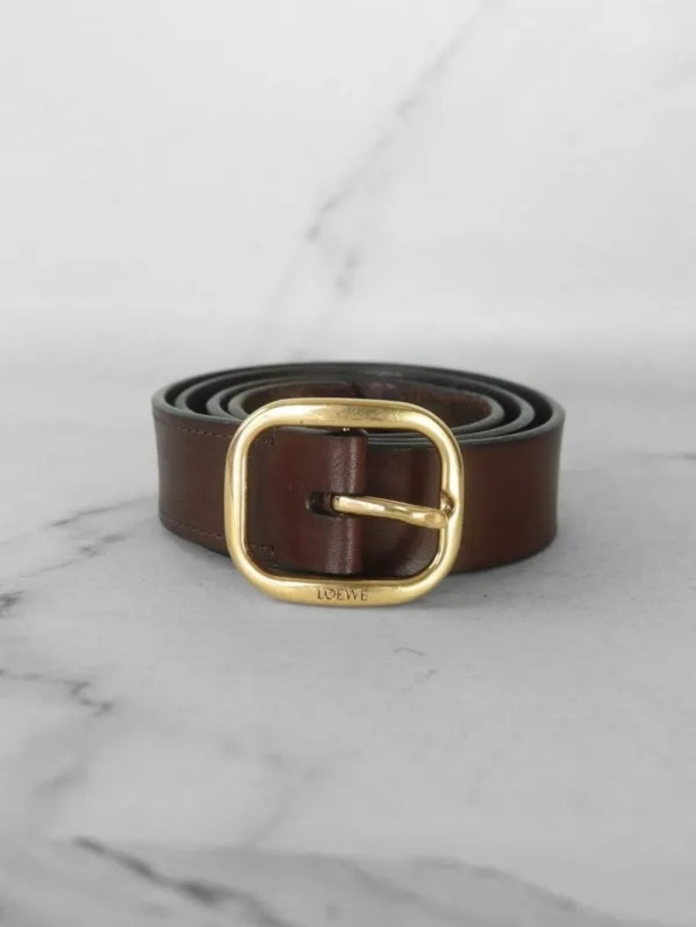 Cinto Loewe Fivela Logo Marrom