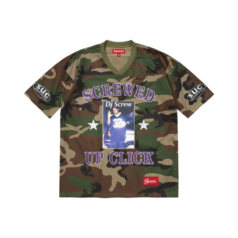 DJ Screw x Supreme Camiseta Football Jersey Woodland Camo SS26-W6