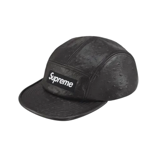 Boné Supreme Ostrich Embossed Leather Camp Black SS26-W6 - Droper