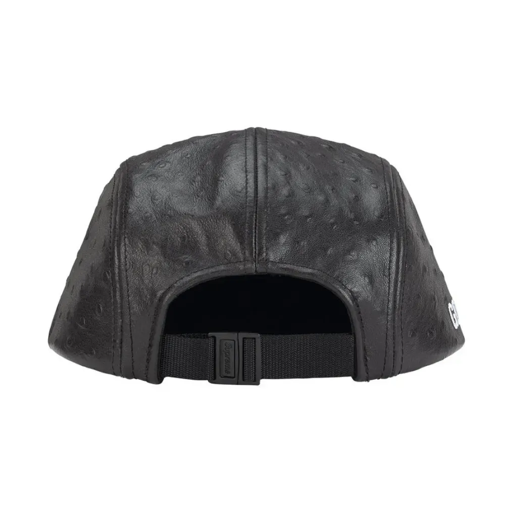 Boné Supreme Ostrich Embossed Leather Camp Black SS26-W6 - Droper