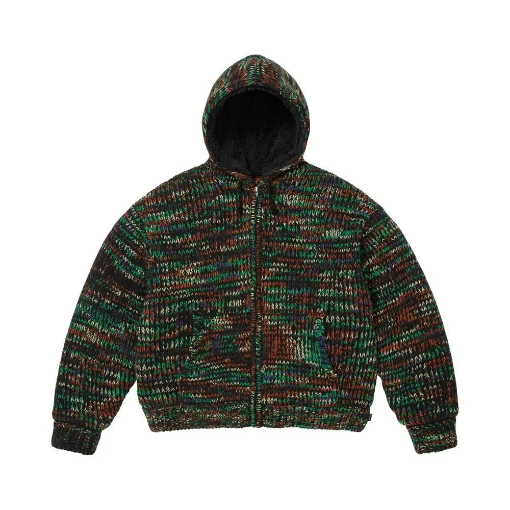 Moletom Supreme Faux Shearling Lined Zip Up Hooded Green Mélange FW25-W18 — XG, Novo