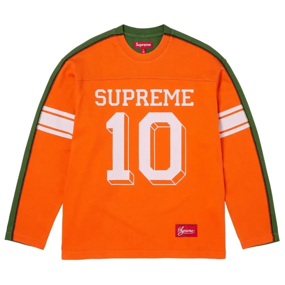 Crewneck Supreme Split Long Sleeve Football Orange FW25-W18 — P / M / G / XG, Novo