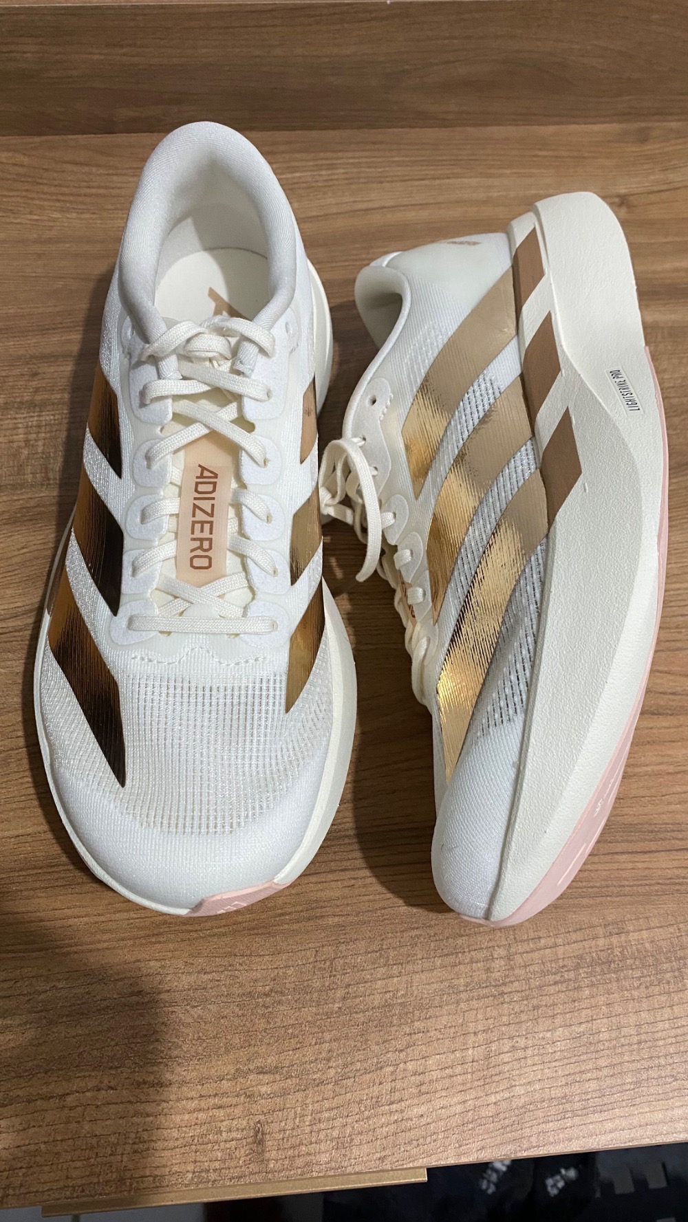 adidas Adizero Evo SL Off White Copper Metallic Blush Pink — 34 / 34.5 / 35 / 35.5 / 37 / 37.5 / 38 / 39 / 39.5 / 40 / 41 / 42, Novo