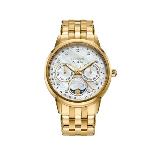 Relógio Citizen Calendrier Moon Phase Eco-Drive Classic Gold 37mm