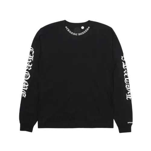 Camiseta Chrome Hearts Manga Longa Neck Logo Black
