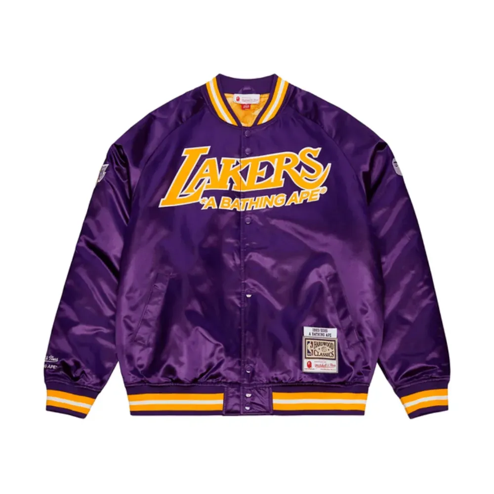 ジャケット・アウター Mitchell & Ness Satin Jacket LA.Lakers BAPE x Mitchell & Ness Jaqueta Satin Los Angeles Lakers Purple