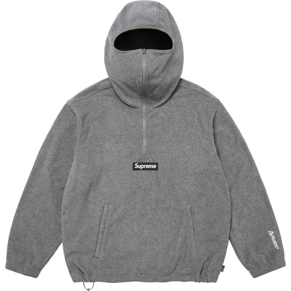 Polartec x Supreme Moletom Face Mask Half Zip Hooded Grey FW25-W14 — M / XG / XXG, Novo
