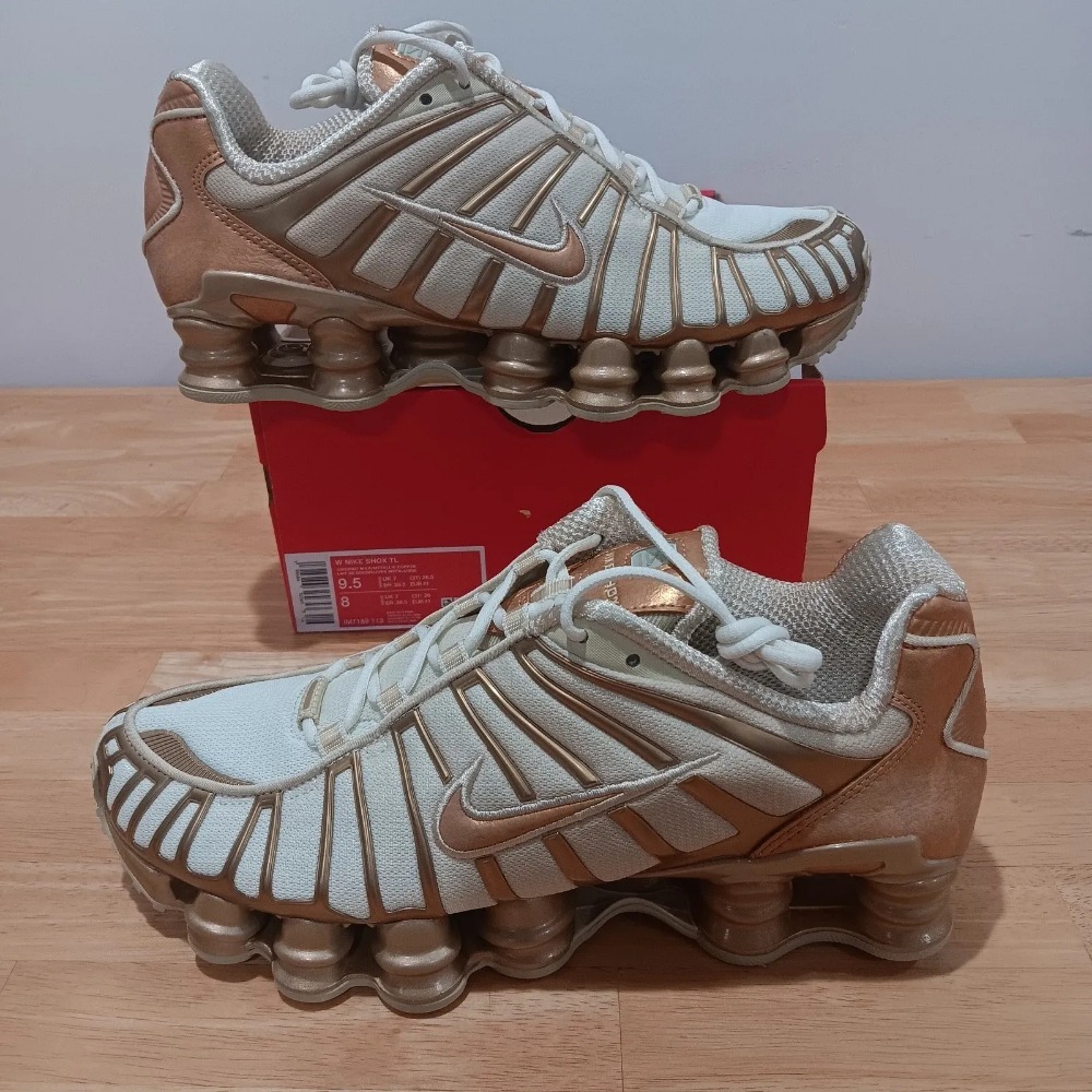 Nike Shox TL Coconut Milk Metallic Gold Copper Feminino — 35.5 / 36 / 37 / 38 / 39 / 39.5, Novo