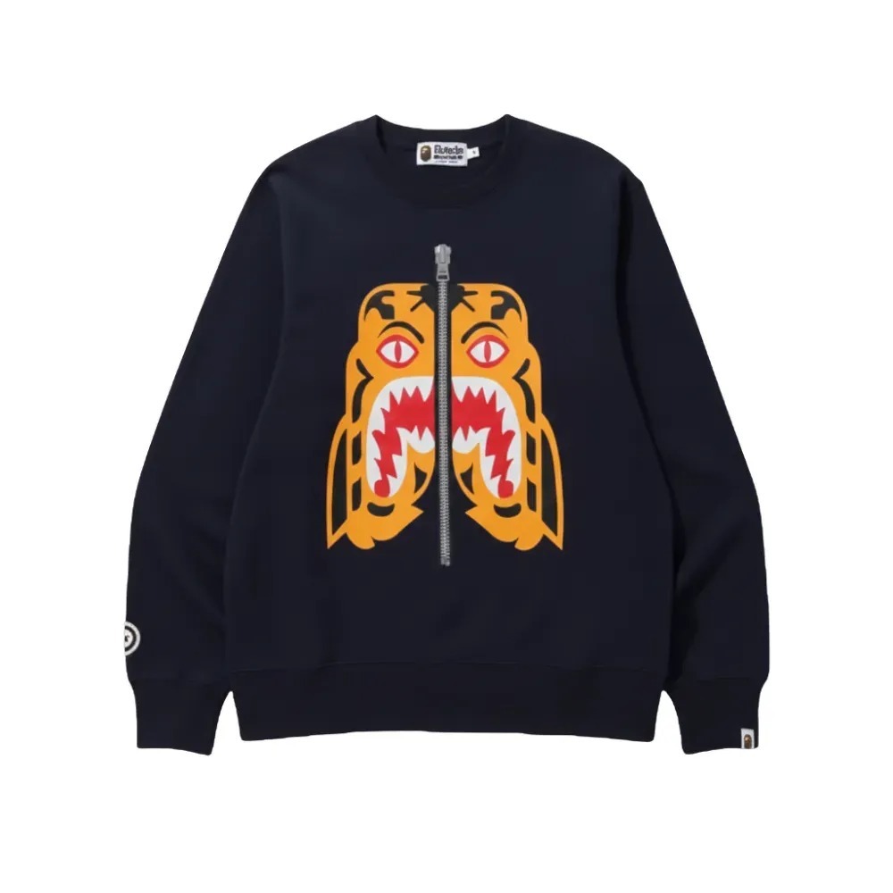 Moletom BAPE Tiger Crewneck Navy — P / M, Novo