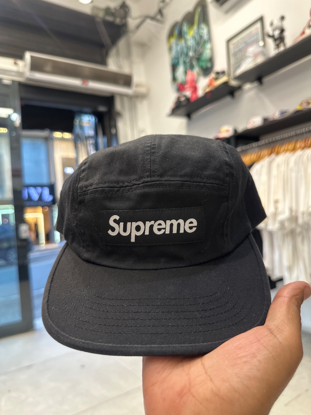 Boné Supreme Washed Chino Twill Camp Black SS26-W1 — Único, Novo