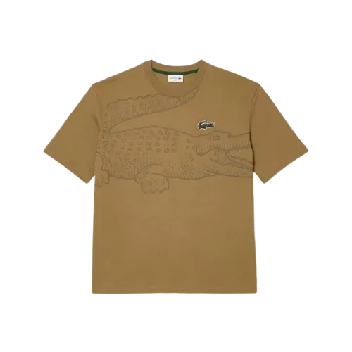Camiseta Lacoste Big Croc Loose Fit Brown