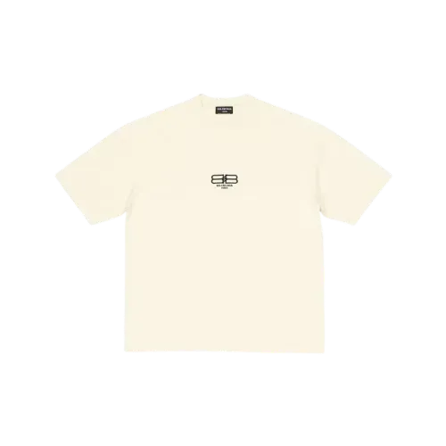 Camiseta Balenciaga BB Paris Icon Medium Fit Light Beige Black Logo