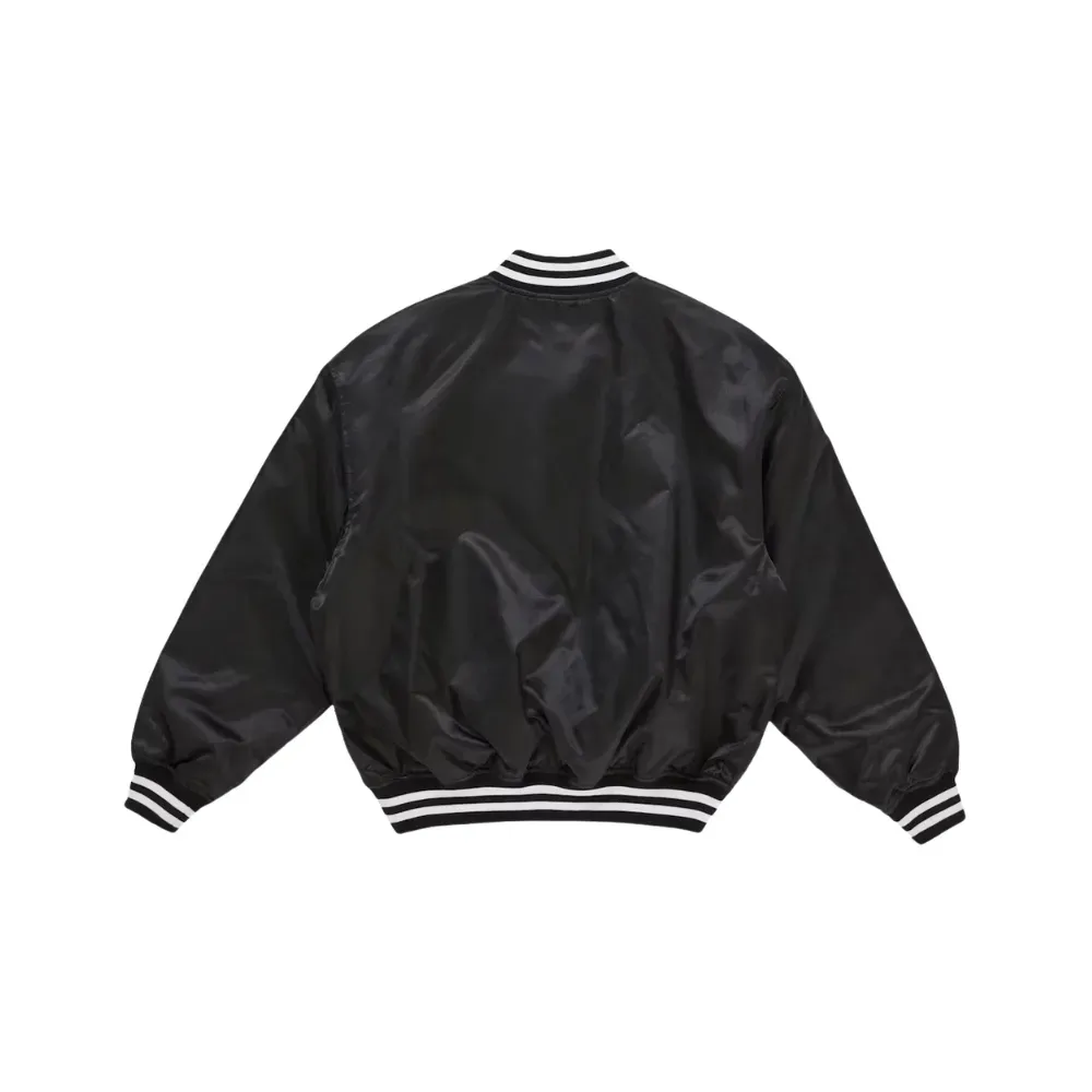 Champion x Supreme Jaqueta Satin Varsity Black SS26-W8 - Droper