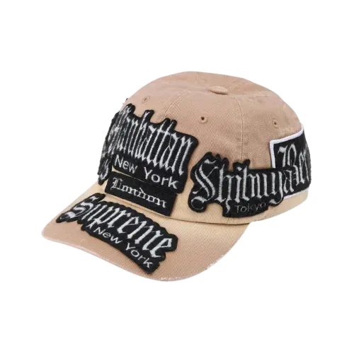 Boné Supreme City Patches 6-Panel Tan SS26-W8 - Droper
