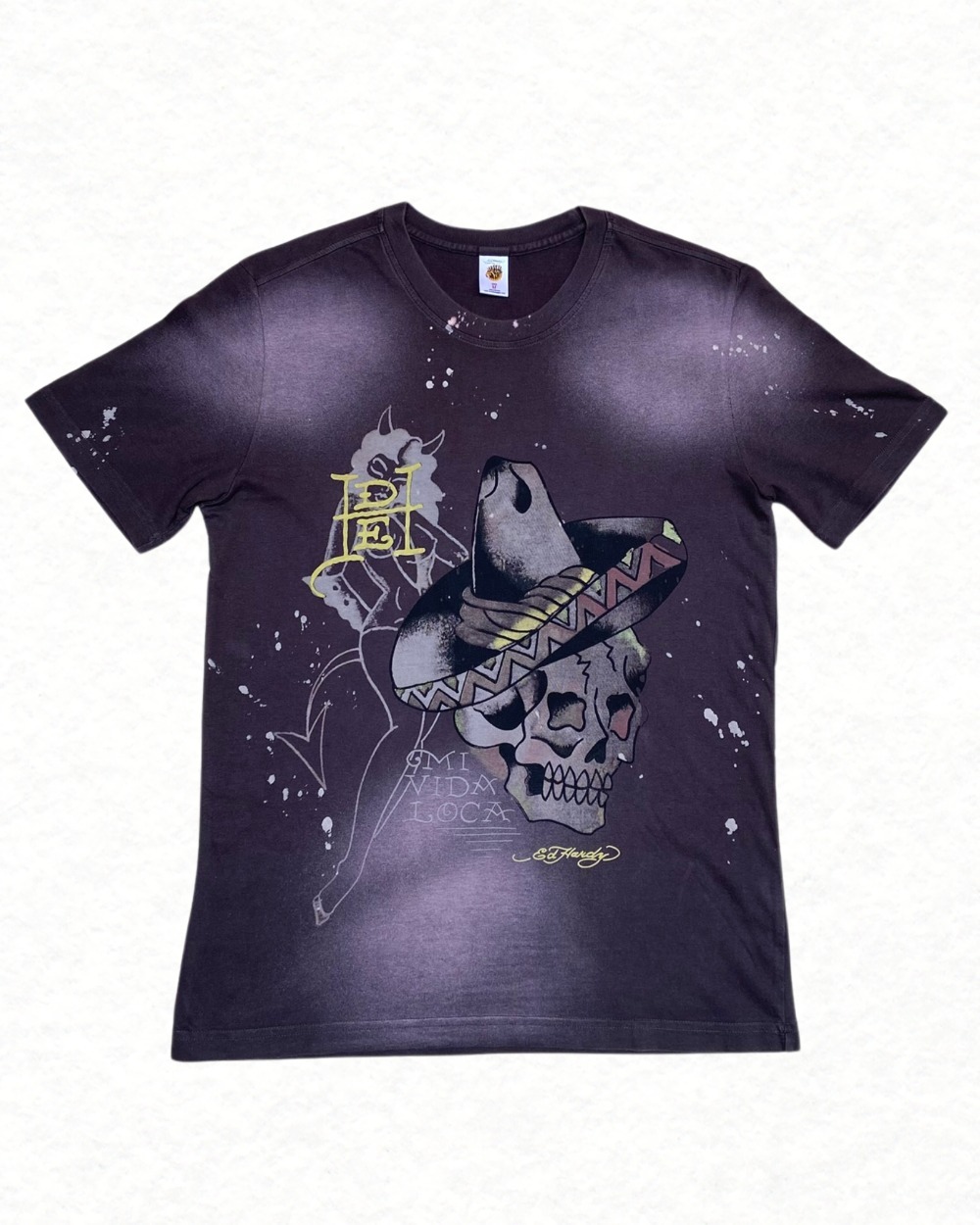 Camiseta Ed Hardy Vintage by Christian Audigier Caveira Skull Mi Vida Loca