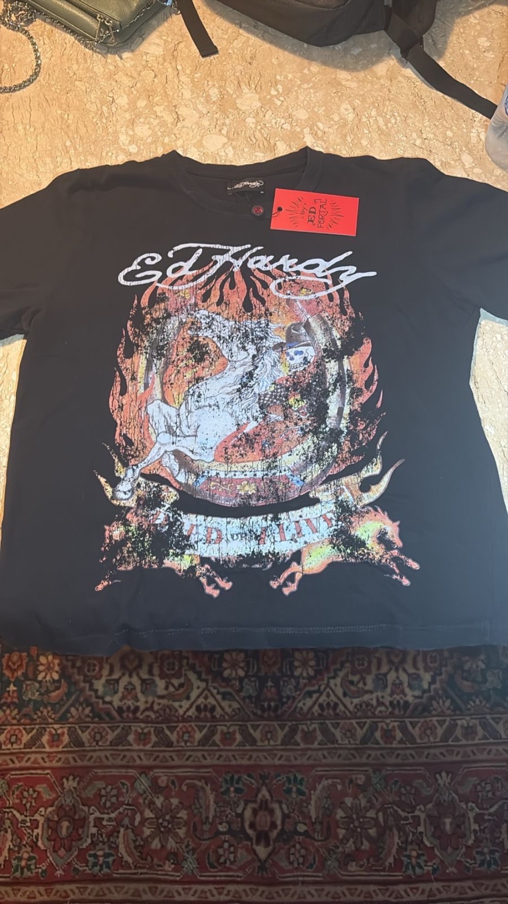 Matuê x Ed Hardy Camiseta Horse Estonado — M, Novo
