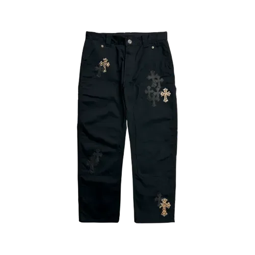 Calça Chrome Hearts Carpenter Black Leopard Crosses